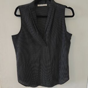 White House Black Market Black and White Dotted Blouse